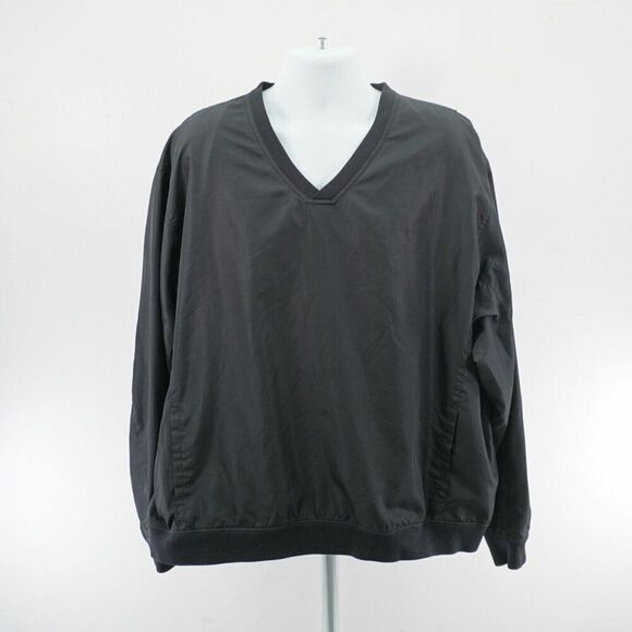 Aquity Black Nylon Trim Windbreaker V-Neck 2XL‎ Jacket Pullover - Picture 2 of 9